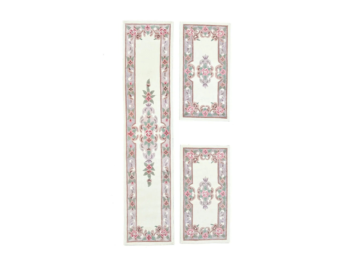 Handgetuft tapijt met rand in Aubusson-design 70x600 cm beige Ming