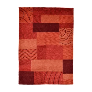 Handgeknoopt wollen tapijt in patchworkstijl  120×180 cm rood Domas