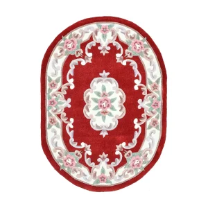 Handgetuft tapijt met rand in Aubusson-design 190×290 cm rood Ming Handgetuft tapijt met rand in Aubusson-design 190×290 cm rood Ming