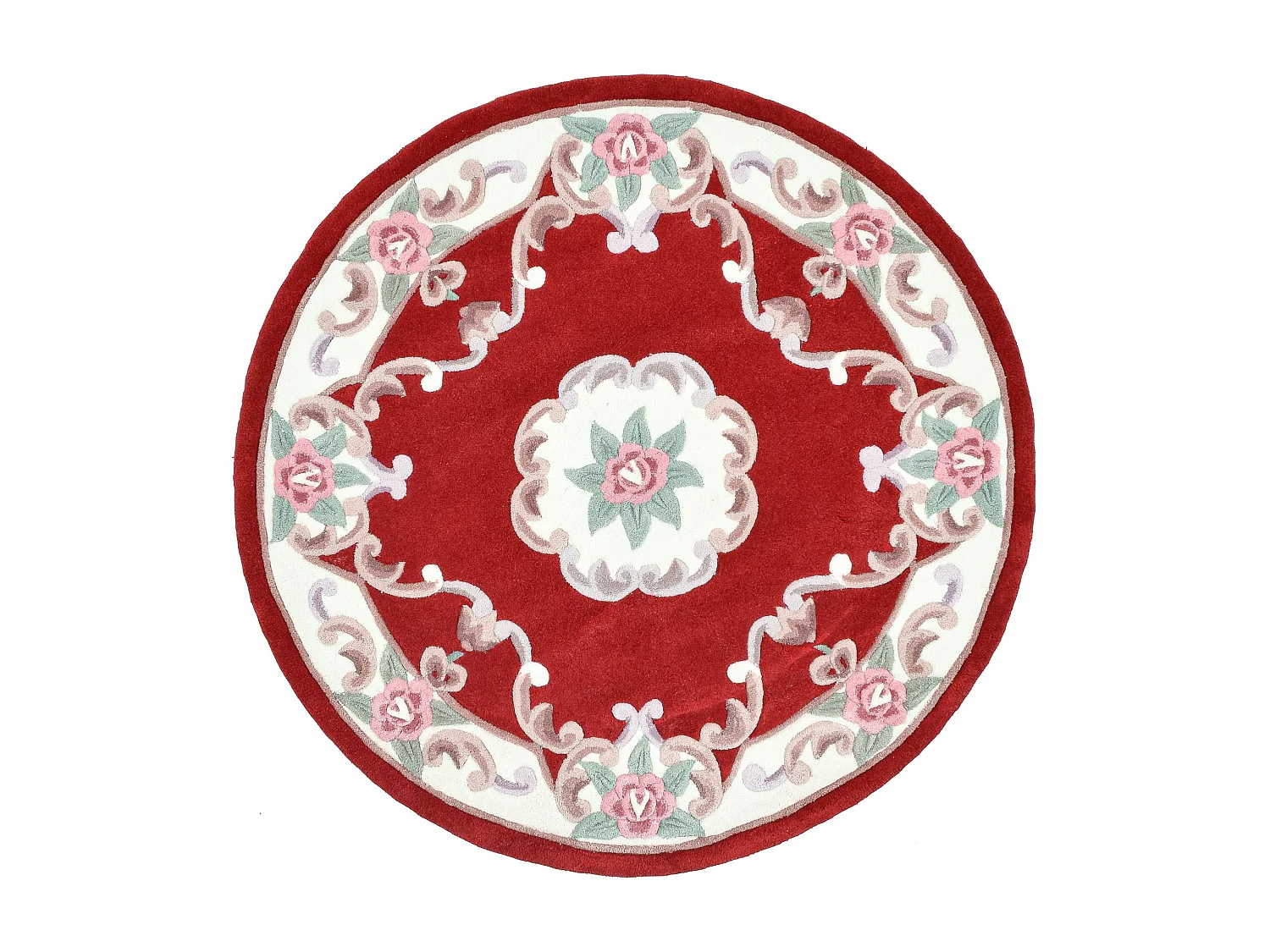 Handgetuft tapijt met rand in Aubusson-design 190x190 cm rood Ming