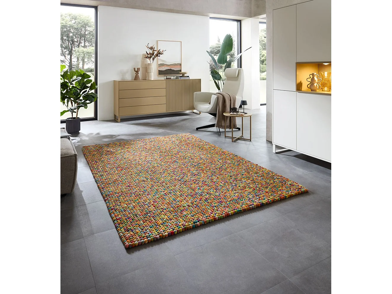 Handgemaakt viltbal-tapijt 70x140 cm veelkleurig Felty 2.2