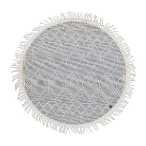 Handgeweven tapijt in etnisch design  140×140 cm blauw Colored Macrame