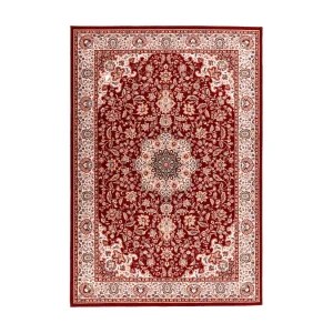 Geweven oosters tapijt met rand 133×190 cm rood Dolna Geweven oosters tapijt met rand 133×190 cm rood Dolna