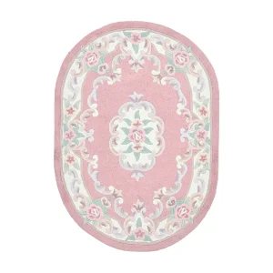 Handgetuft tapijt met rand in Aubusson-design 190×290 cm roze Ming Handgetuft tapijt met rand in Aubusson-design 190×290 cm roze Ming