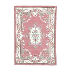 Handgetuft tapijt met rand in Aubusson-design 190×290 cm roze Ming Handgetuft tapijt met rand in Aubusson-design 190×290 cm roze Ming
