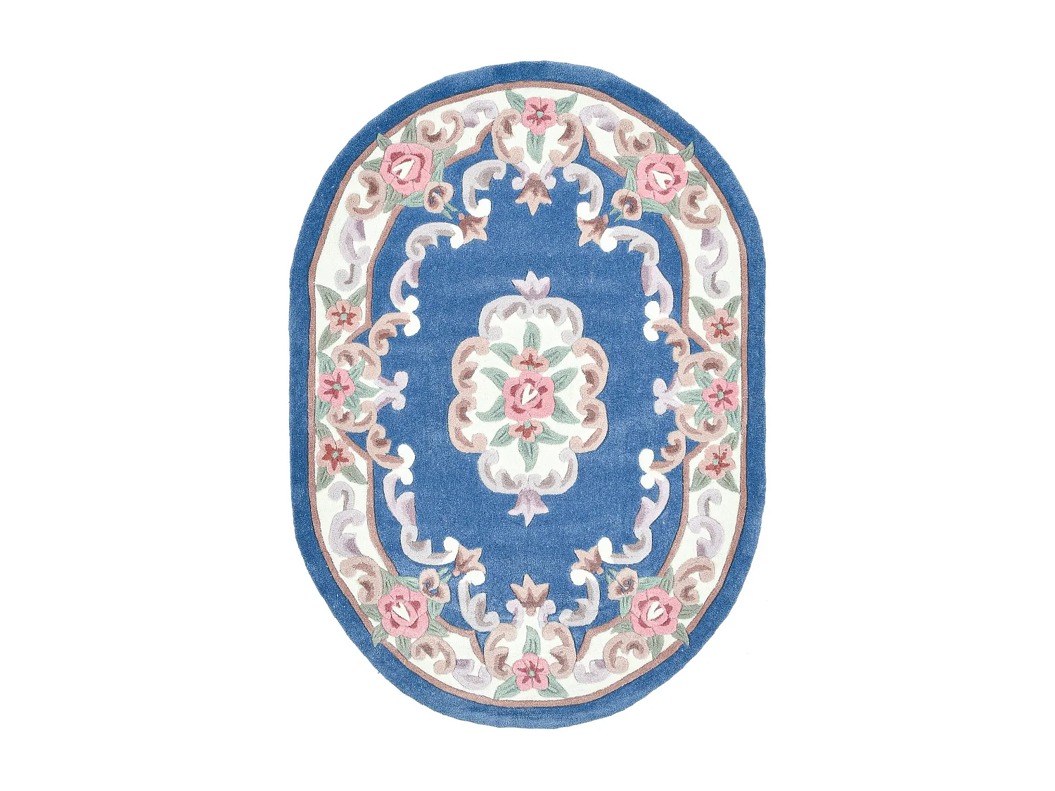 Handgetuft tapijt met rand in Aubusson-design 120x170 cm blauw Ming