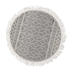 Handgeweven tapijt in etnisch design  140×140 cm grijs Colored Macrame