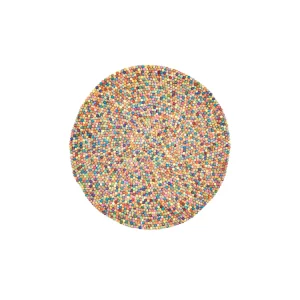 Handgemaakt viltbal-tapijt 120×120 cm veelkleurig Felty 2.2 Handgemaakt viltbal-tapijt 120×120 cm veelkleurig Felty 2.2