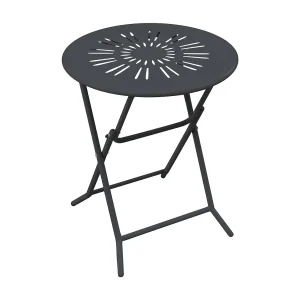 Inklapbare tuintafel D.60 cm van metaal in smeedijzerstijl – Antraciet – GUERMANTES van MYLIA Inklapbare tuintafel D.60 cm van metaal in smeedijzerstijl – Antraciet – GUERMANTES van MYLIA