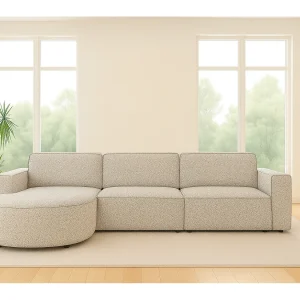 Hoekbank L-vorm Round Cursal, stof Artico, beige, links