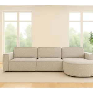 Hoekbank L-vorm Round Cursal, stof Artico, beige, rechts