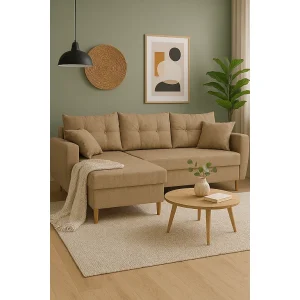 Hoekbank met slaapfunctie, linkse uitvoering ROMEO L, stof Manila 21 beige, 234x156x74 cm Hoekbank met slaapfunctie, linkse uitvoering ROMEO L, stof Manila 21 beige, 234x156x74 cm