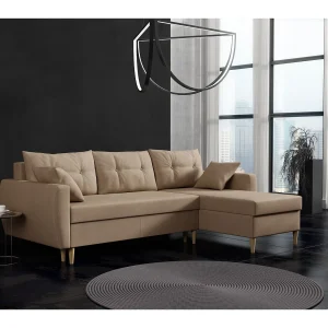Hoekbank met slaapfunctie, rechtse uitvoering ROMEO L, stof Manila 21 beige, 234x156x74 cm Hoekbank met slaapfunctie, rechtse uitvoering ROMEO L, stof Manila 21 beige, 234x156x74 cm