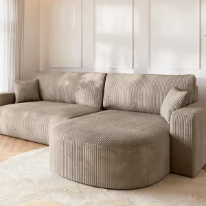 Hoekbank met slaapfunctie beige BISK