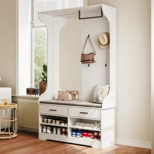 Halkast met spiegel, haken en schoenenrek – modern design Halkast met spiegel, haken en schoenenrek – modern design