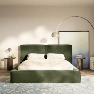 Gestoffeerd bed 140×200 – opbergruimte – lattenbodem – velours – olijfgroen – TILVES Gestoffeerd bed 140×200 – opbergruimte – lattenbodem – velours – olijfgroen – TILVES