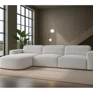 Hoekbank L-vorm Round Cursal, stof Poso, beige, links