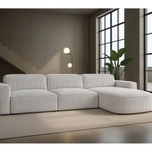 Hoekbank L-vorm Round Cursal, stof Poso, beige, rechts