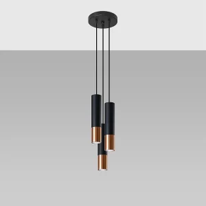 Hanglampen Zarpex modern van – 3 lichtbronnen 4000K – L.20 x H.90 cm – zwart/koper Hanglampen Zarpex modern van – 3 lichtbronnen 4000K – L.20 x H.90 cm – zwart/koper