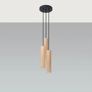 Hanglampen Silno Scandinavisch van – 3 lichtbronnen 4000K – L.20 x H.100 cm – natuurlijk hout Hanglampen Silno Scandinavisch van – 3 lichtbronnen 4000K – L.20 x H.100 cm – natuurlijk hout