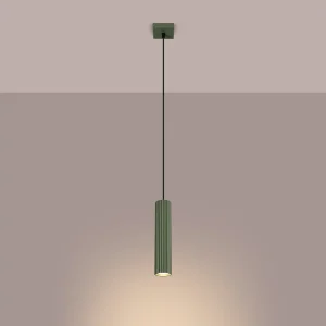 Hanglamp Gloow minimalistisch van – 1 lichtbronnen 3000K – L.8 x H.118 cm – olijfgroen Hanglamp Gloow minimalistisch van – 1 lichtbronnen 3000K – L.8 x H.118 cm – olijfgroen