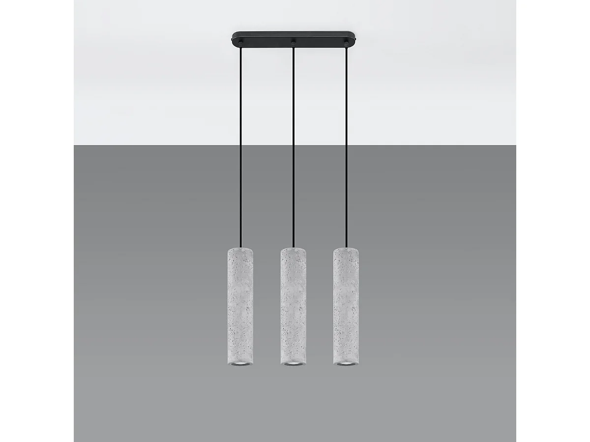 Hanglampen Solvix industrieel van - 3 lichtbronnen 4000K - L.45 x H.90 cm - grijs