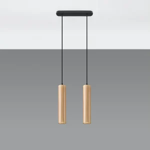 Hanglampen Silno Scandinavisch van  – 2 lichtbronnen 4000K – L.30 x H.90 cm – natuurlijk hout