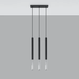 Hanglampen Flar modern van – 3 lichtbronnen 4000K – L.30 x H.90 cm – zwart/chroom Hanglampen Flar modern van – 3 lichtbronnen 4000K – L.30 x H.90 cm – zwart/chroom