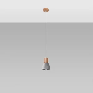 Hanglampen Polaric modern van – 1 lichtbronnen 4000K – L.10 x H.120 cm – grijs/natuurlijk hout Hanglampen Polaric modern van – 1 lichtbronnen 4000K – L.10 x H.120 cm – grijs/natuurlijk hout