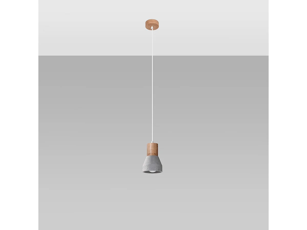 Hanglampen Polaric modern van - 1 lichtbronnen 4000K - L.10 x H.120 cm - grijs/natuurlijk hout