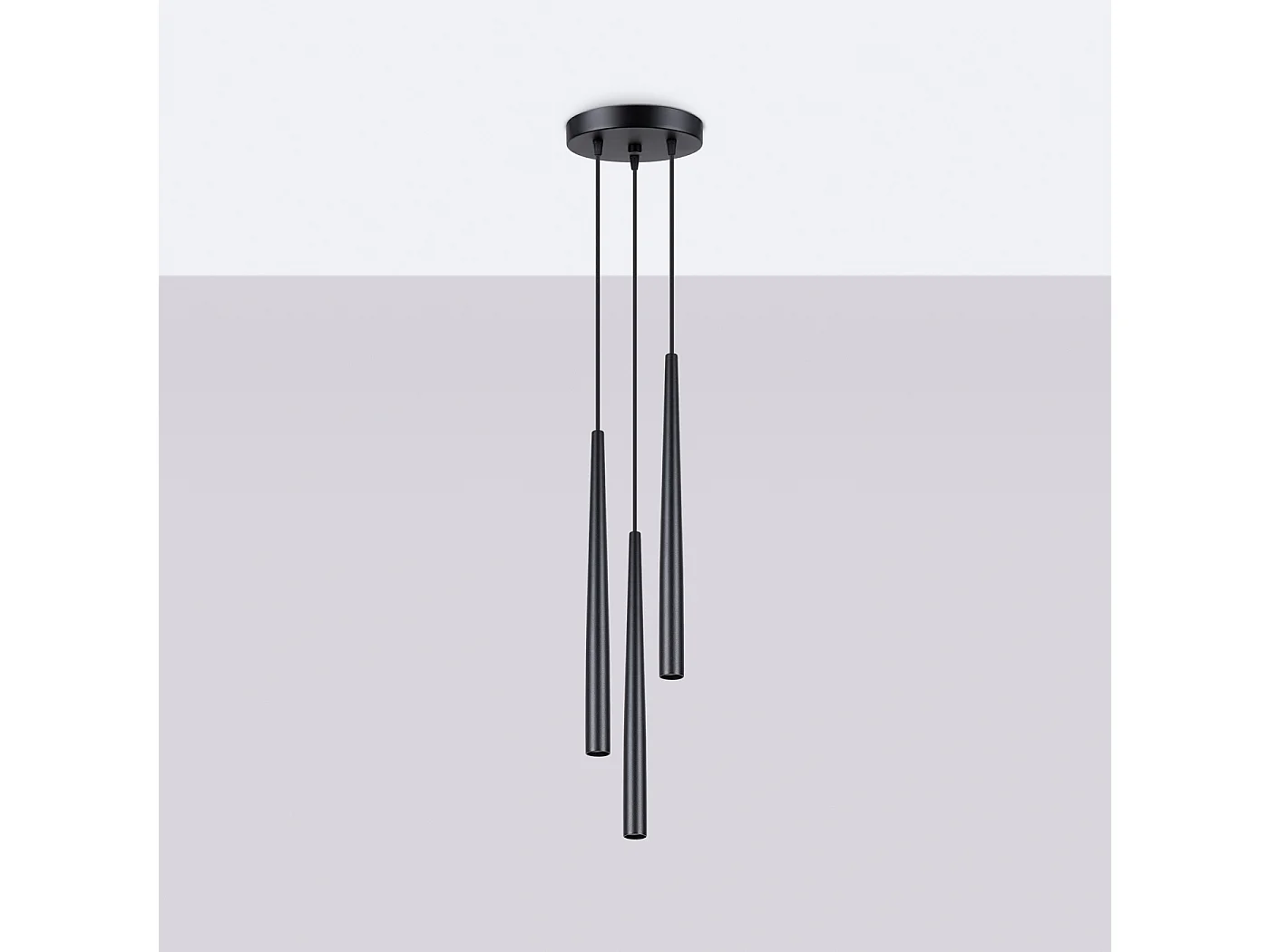 Hanglamp Euphora modern van - 3 lichtbronnen 4000K - L.19,5 x H.118 cm - zwart
