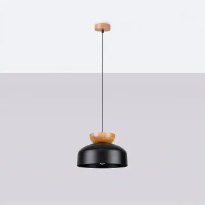 Hanglampen Zeleron Scandinavisch van – 1 lichtbronnen 4000K – L.29,5 x H.130 cm – zwart/natuurlijk hout Hanglampen Zeleron Scandinavisch van – 1 lichtbronnen 4000K – L.29,5 x H.130 cm – zwart/natuurlijk hout