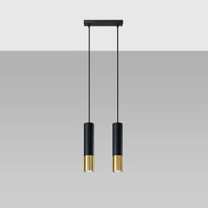 Hanglampen Zarpex modern van – 2 lichtbronnen 4000K – L.30 x H.90 cm – zwart goud Hanglampen Zarpex modern van – 2 lichtbronnen 4000K – L.30 x H.90 cm – zwart goud