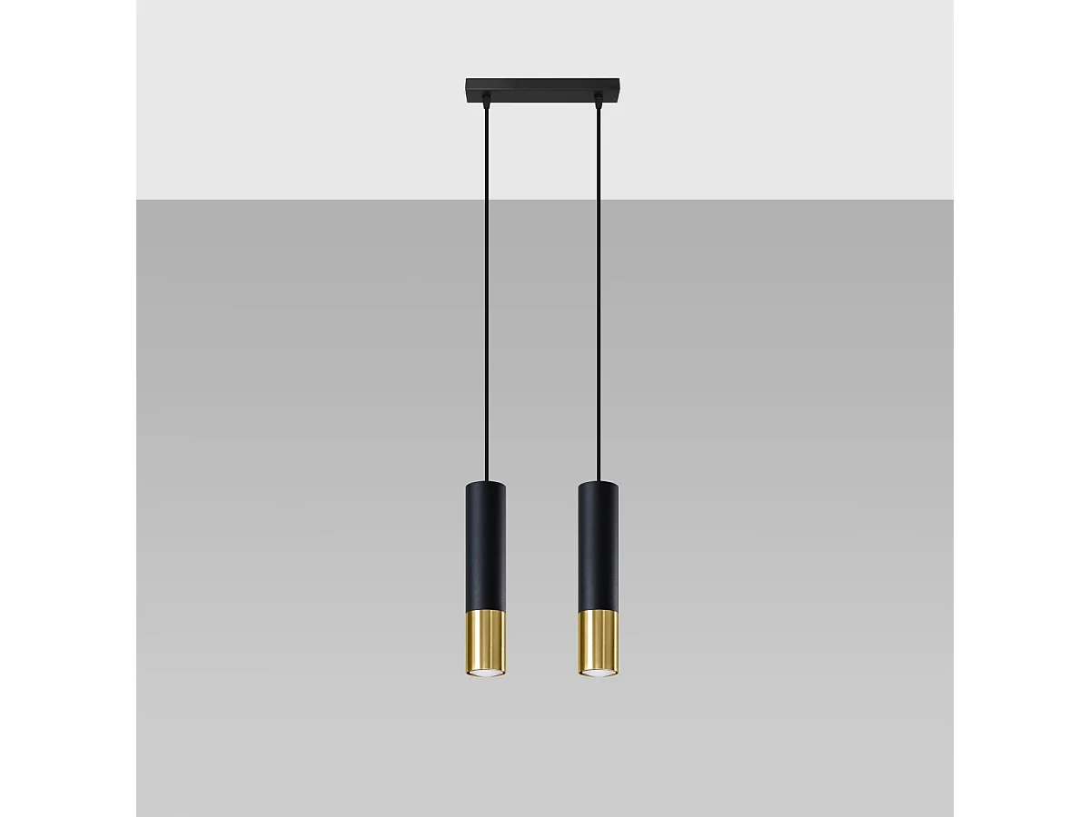 Hanglampen Zarpex modern van - 2 lichtbronnen 4000K - L.30 x H.90 cm - zwart goud