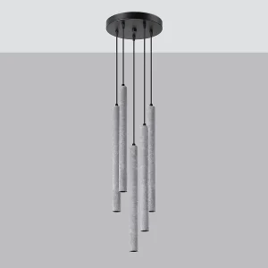 Hanglampen Brill modern van  – 5 lichtbronnen 4000K – L.25 x H.110 cm – grijs