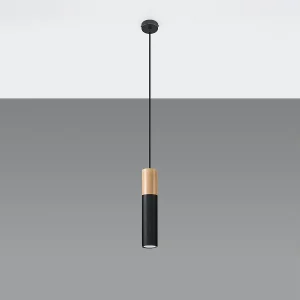 Hanglampen Poblano modern van – 1 lichtbronnen 4000K – L.8 x H.105 cm – natuurlijk hout/zwart Hanglampen Poblano modern van – 1 lichtbronnen 4000K – L.8 x H.105 cm – natuurlijk hout/zwart