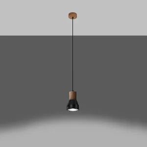 Hanglampen Polaric modern van – 1 lichtbronnen 3000K – L.10 x H.120 cm – zwart/natuurlijk hout Hanglampen Polaric modern van – 1 lichtbronnen 3000K – L.10 x H.120 cm – zwart/natuurlijk hout
