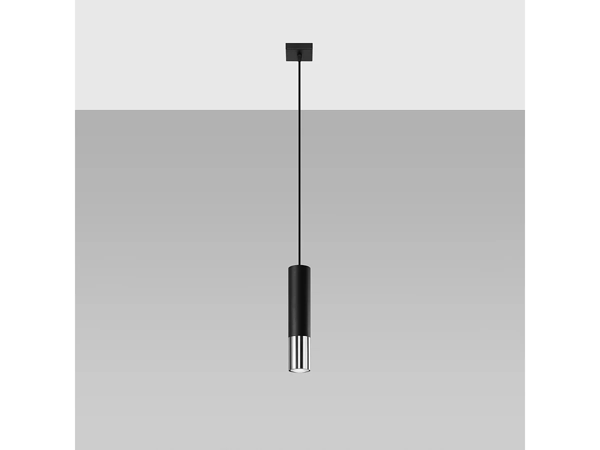 Hanglampen Zarpex modern van - 1 lichtbronnen 4000K - L.8 x H.100 cm - zwart/chroom