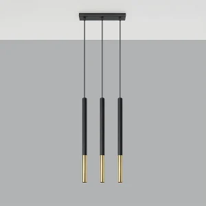 Hanglampen Flar modern van – 3 lichtbronnen 4000K – L.30 x H.90 cm – zwart goud Hanglampen Flar modern van – 3 lichtbronnen 4000K – L.30 x H.90 cm – zwart goud