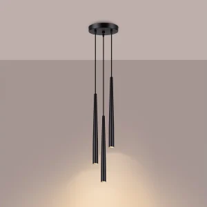 Hanglamp Euphora modern van – 3 lichtbronnen 3000K – L.19,5 x H.118 cm – zwart Hanglamp Euphora modern van – 3 lichtbronnen 3000K – L.19,5 x H.118 cm – zwart