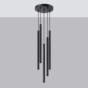 Hanglampen Brill modern van  – 5 lichtbronnen 4000K – L.25 x H.110 cm – zwart