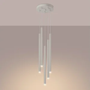 Hanglamp Brill modern van – 5 lichtbronnen 3000K – L.25 x H.104 cm – beige Hanglamp Brill modern van – 5 lichtbronnen 3000K – L.25 x H.104 cm – beige