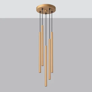 Hanglampen Brill modern van  – 5 lichtbronnen 4000K – L.25 x H.110 cm – gouden