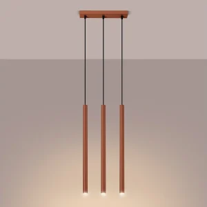 Hanglamp Brill modern van – 3 lichtbronnen 3000K – L.30 x H.94 cm – rode oker Hanglamp Brill modern van – 3 lichtbronnen 3000K – L.30 x H.94 cm – rode oker