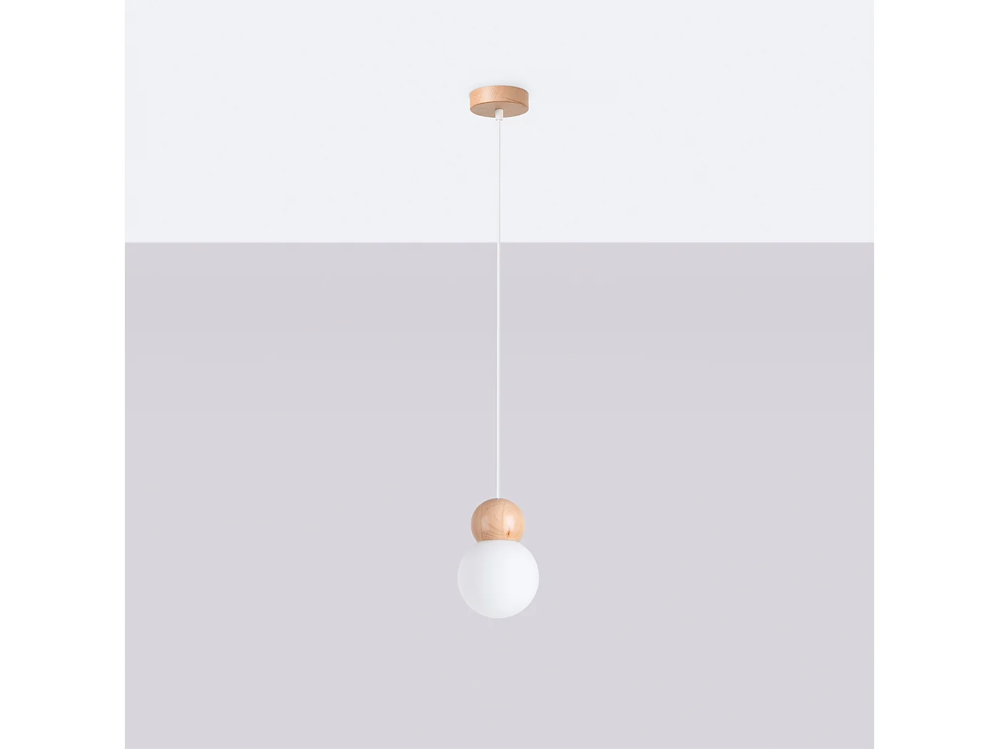 Hanglampen Torch Scandinavisch van - 1 lichtbronnen 4000K - L.11 x H.124 cm - wit/natuurlijk hout