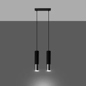 Hanglampen Zarpex modern van – 2 lichtbronnen 3000K – L.30 x H.90 cm – zwart/chroom Hanglampen Zarpex modern van – 2 lichtbronnen 3000K – L.30 x H.90 cm – zwart/chroom