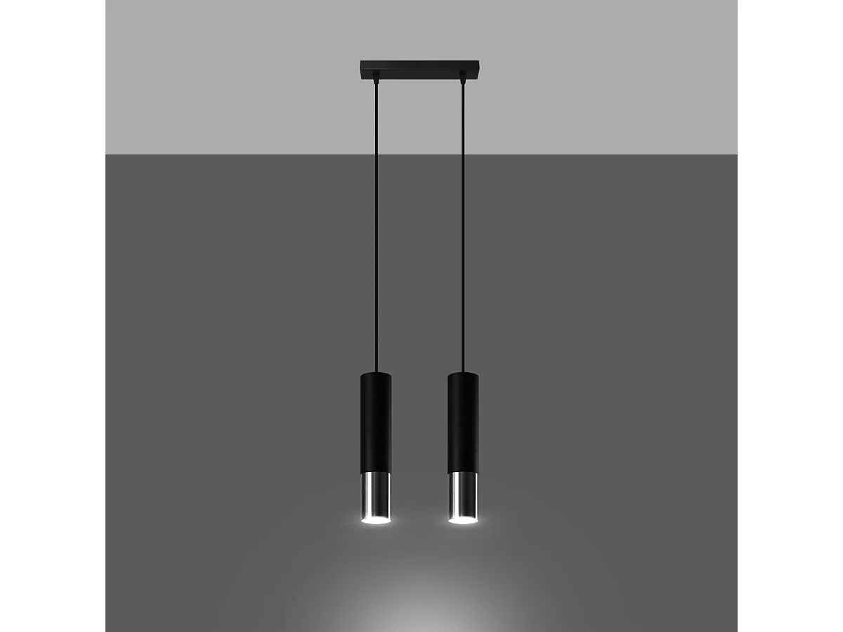 Hanglampen Zarpex modern van - 2 lichtbronnen 3000K - L.30 x H.90 cm - zwart/chroom