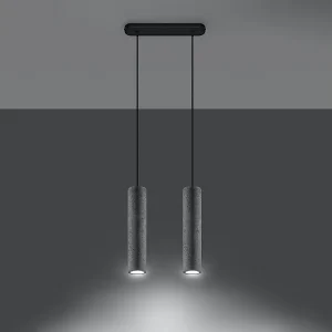Hanglampen Solvix industrieel van – 2 lichtbronnen 3000K – L.30 x H.90 cm – grijs Hanglampen Solvix industrieel van – 2 lichtbronnen 3000K – L.30 x H.90 cm – grijs