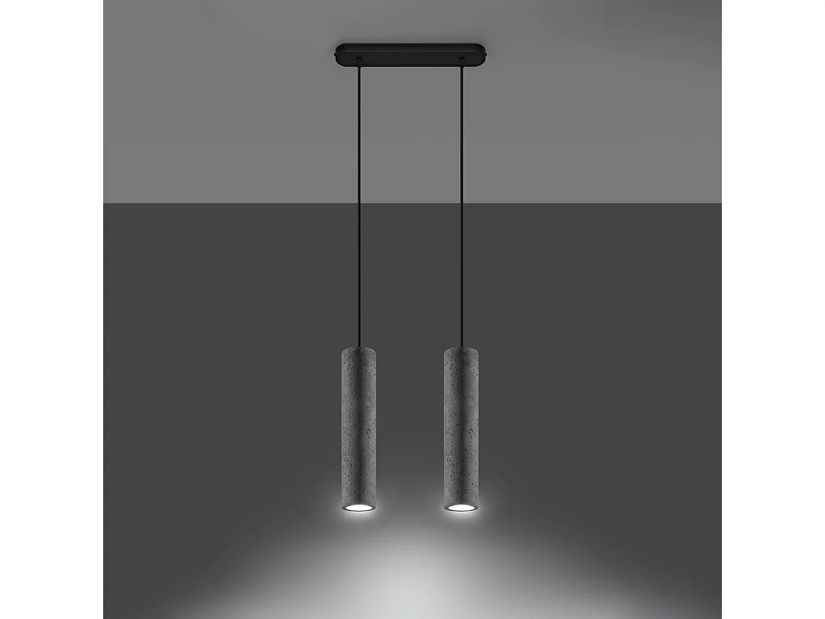 Hanglampen Solvix industrieel van - 2 lichtbronnen 3000K - L.30 x H.90 cm - grijs