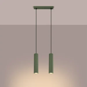 Hanglamp Gloow minimalistisch van – 2 lichtbronnen 3000K – L.30 x H.90 cm – olijfgroen Hanglamp Gloow minimalistisch van – 2 lichtbronnen 3000K – L.30 x H.90 cm – olijfgroen